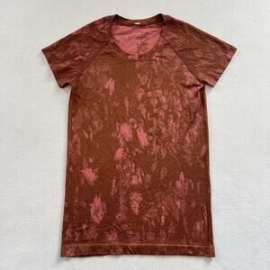 Lululemon Shadow Bloom Brown Brier Rose Swiftly Tech Short Sleeve 2.0 Shirt 8